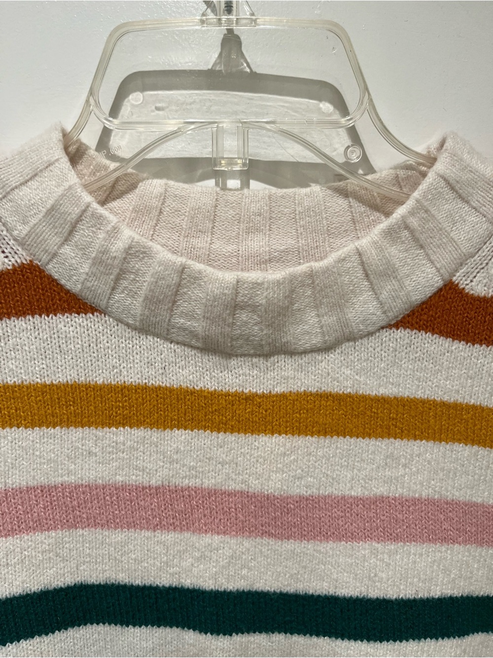 NWT GAP Soft Knit White Multicolor Stripe Ribbed Sweater Size Small - Picture 8 of 12
